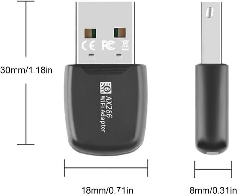 بطاقة شبكة USB صغيرة WiFi 6، AX286 286Mbps 802.11ax Dongle USB 2.4 جيجا هرتز Wi-Fi LAN محول سائق مجاني للكمبيوتر المحمول Windows 7 10 11 in Kuwait
