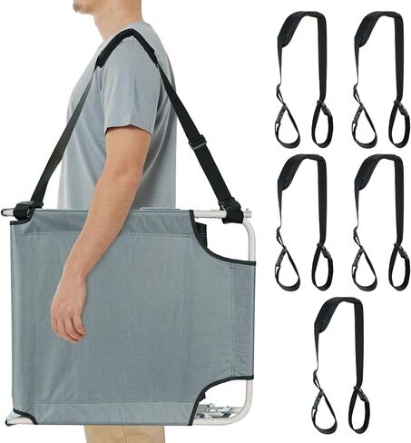 5Pcs Carrying Strap for Folding Chairs, Adjustable Shoulder Straps Beach Chair Straps for Carrying Ideal for Yoga Mats, Camping and Outdoor Activities (Black, 5 Pcs) in Saudi Arabia