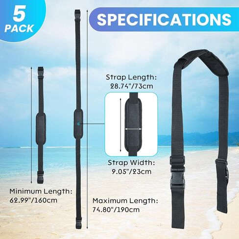 5Pcs Carrying Strap for Folding Chairs, Adjustable Shoulder Straps Beach Chair Straps for Carrying Ideal for Yoga Mats, Camping and Outdoor Activities (Black, 5 Pcs) in Saudi Arabia