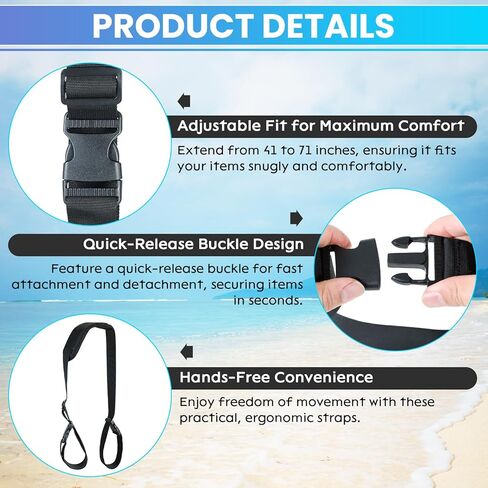 5Pcs Carrying Strap for Folding Chairs, Adjustable Shoulder Straps Beach Chair Straps for Carrying Ideal for Yoga Mats, Camping and Outdoor Activities (Black, 5 Pcs) in Saudi Arabia
