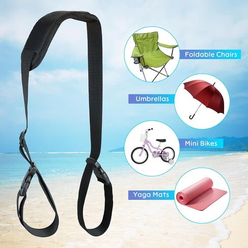 5Pcs Carrying Strap for Folding Chairs, Adjustable Shoulder Straps Beach Chair Straps for Carrying Ideal for Yoga Mats, Camping and Outdoor Activities (Black, 5 Pcs) in Saudi Arabia