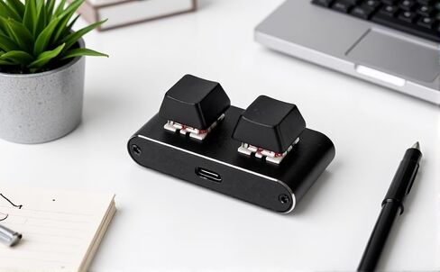 Pomya 2 Key Keyboard, 2 Fully Programmable Keys, Red Switch Mechanical Keyboard, Mini USB Wired Keypad for Works or Games in Saudi Arabia