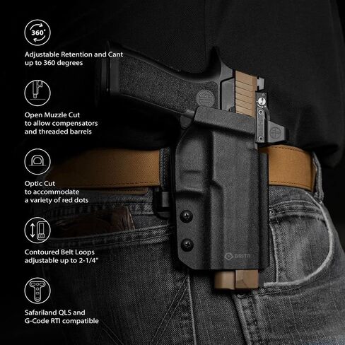GRITR OWB Kydex Sig Sauer P320 Holster for Men & Women w/Optic Cut, Open Bottom, Adjustable Cant, Safariland QLS/G-Code RTI Attachments Compatible - Right/Left Hand Options in Saudi Arabia