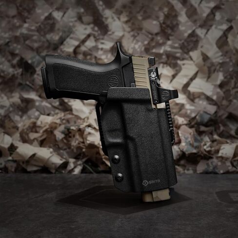 GRITR OWB Kydex Sig Sauer P320 Holster for Men & Women w/Optic Cut, Open Bottom, Adjustable Cant, Safariland QLS/G-Code RTI Attachments Compatible - Right/Left Hand Options in Saudi Arabia