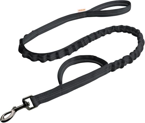 Reflective Heavy Duty Bungee Dog Leash 4FT to 5FT Adjustable Shock Absorbing Leash with Double Padded Handle & 360° No Tangle Metal Clasp for Small Medium Large Dogs (Olive Green) in Saudi Arabia