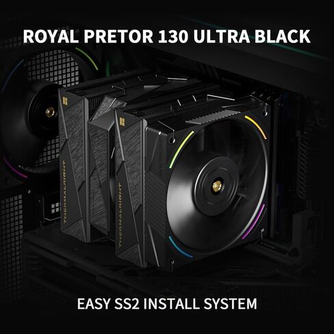 Thermalright Royal Pretor 130 Ultra Black CPU Air Cooler,7 Heat Pipes Dual Towers Cooler-Brushed Top Cover, for Intel lga1700/1851/2011/115X,AM5, Double PWM Fans,up to 2150RPM,Black in Saudi Arabia