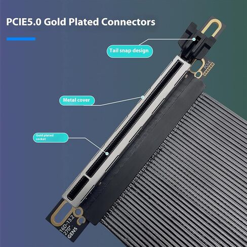 كابل PCIE 5.0 X16 كابل تمديد بطاقة الرسومات سريع السرعة مع تركيب عكسي 270 درجة سهل للألعاب in Kuwait