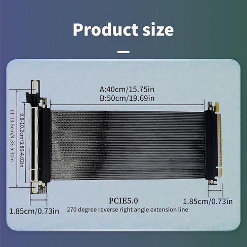 كابل PCIE 5.0 X16 كابل تمديد بطاقة الرسومات سريع السرعة مع تركيب عكسي 270 درجة سهل للألعاب in Kuwait