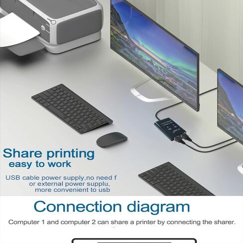 مفتاح مشاركة الماسح الضوئي للطابعة USB، محور تبديل جهاز يدوي بمنفذين مع كابلات ذكر، 2 جهاز كمبيوتر إلى جهاز واحد، طباعة مشتركة، عمل مكتبي بدون جهد، طباعة مستند في ثانيتين in Kuwait