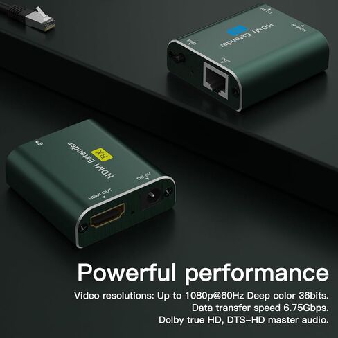 HDMI Extender, 196ft HDMI Extension Adapter 1080P@60Hz, HDMI Over Ethernet Transmitter and Receiver in Saudi Arabia