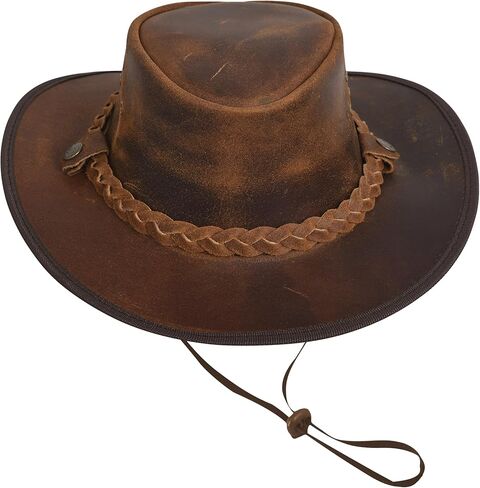 Unisex Leather Cowboy Hat Lightweight Handcrafted Western Shapeable Wide Brim | Western Hats for Men Black in Saudi Arabia