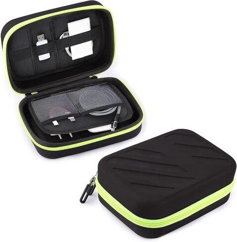 Portable Pouch For Electronic Accessories Usb Cables, Power Bank, Battery, Portable Hard Drive, Sd Memory Card, Earphones, Travel Gadgets Travel Friendly Case(Black&Green) in Saudi Arabia