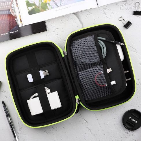 Portable Pouch For Electronic Accessories Usb Cables, Power Bank, Battery, Portable Hard Drive, Sd Memory Card, Earphones, Travel Gadgets Travel Friendly Case(Black&Green) in Saudi Arabia