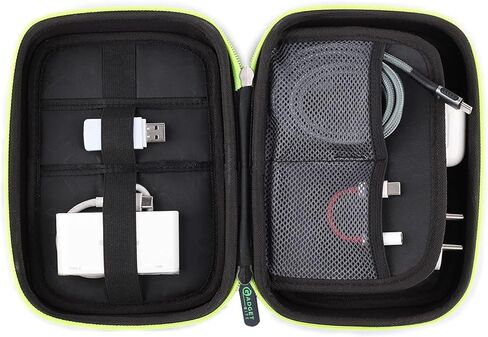 Portable Pouch For Electronic Accessories Usb Cables, Power Bank, Battery, Portable Hard Drive, Sd Memory Card, Earphones, Travel Gadgets Travel Friendly Case(Black&Green) in Saudi Arabia