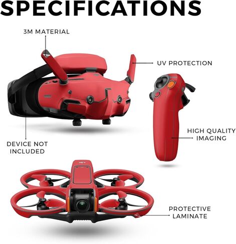 غلاف الطائرة بدون طيار متوافق مع حزمة DJI Avata 2 (2024) - أحمر خالص - غطاء لاصق واقٍ من الفينيل 3M ممتاز - سهل الاستخدام | صُنع في الولايات المتحدة الأمريكية بواسطة MightySkins in Kuwait