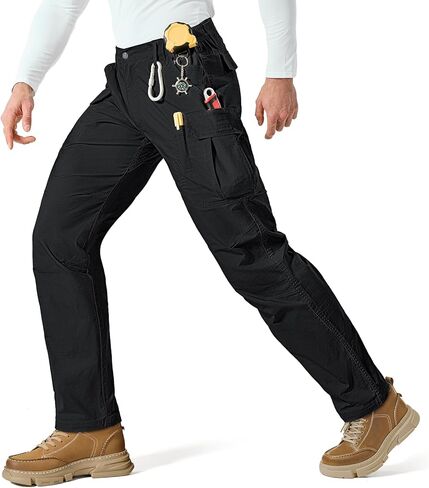 سروال IGOLUMON Ripstop Cargo التكتيكي للرجال، سروال عمل مطاطي خفيف الوزن للمشي لمسافات طويلة في الهواء الطلق مع جيوب in Kuwait
