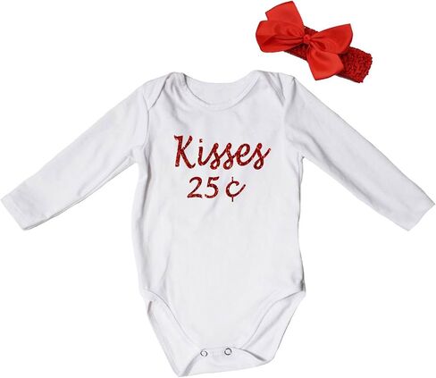 Petitebella Kisses 25 سنتًا أبيض L/s Baby Bodysuit Nb-18m in Kuwait