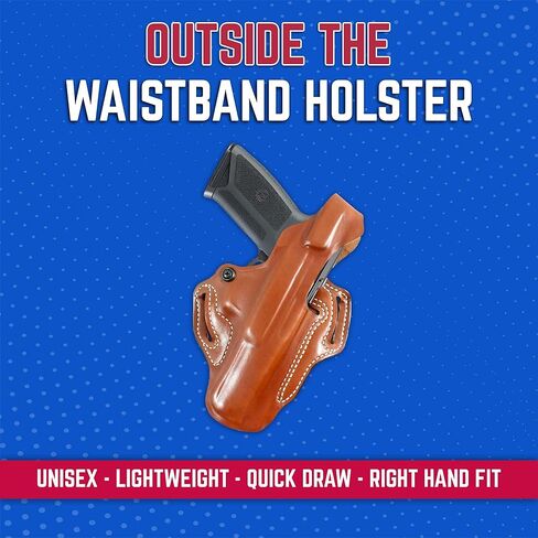 حافظة منزلق صغيرة من Desantis Thumb Break، خارج حافظة مسدس حزام الخصر، تناسب RUGER-57 مع رؤية RED DOT، RUGER-57 بدون رؤية RED DOT، جهاز شد قابل للتعديل، رسم باليد اليمنى، أسمر ضارب للصفرة in Saudi Arabia
