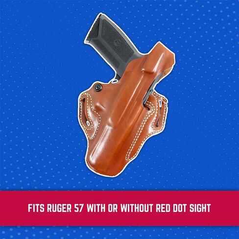 حافظة منزلق صغيرة من Desantis Thumb Break، خارج حافظة مسدس حزام الخصر، تناسب RUGER-57 مع رؤية RED DOT، RUGER-57 بدون رؤية RED DOT، جهاز شد قابل للتعديل، رسم باليد اليمنى، أسمر ضارب للصفرة in Saudi Arabia