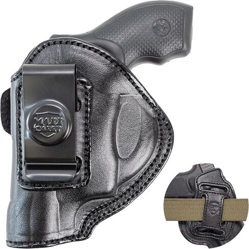 حافظة مسدس جلدية فاخرة من Maxx Carry Multi-Carry 4-Way OWB & IWB تناسب Ruger LCR وLCRx وSP101 | إس آند دبليو بودي جارد 38 خاص، إم آند بي 340 | برج الثور 85، 605، 856 والأنف الأفطس الآخر. in Kuwait