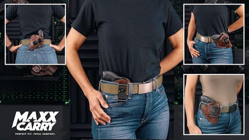 حافظة مسدس جلدية فاخرة من Maxx Carry Multi-Carry 4-Way OWB & IWB تناسب Ruger LCR وLCRx وSP101 | إس آند دبليو بودي جارد 38 خاص، إم آند بي 340 | برج الثور 85، 605، 856 والأنف الأفطس الآخر. in Kuwait