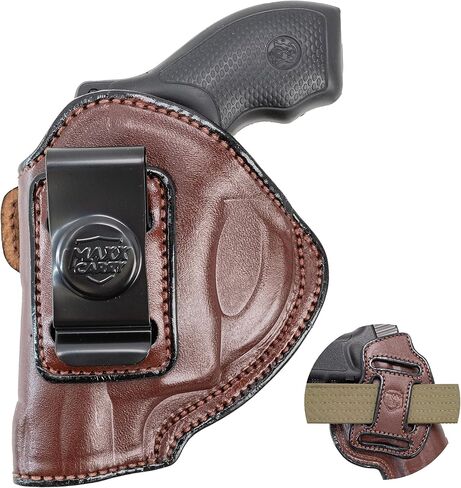 حافظة مسدس جلدية فاخرة من Maxx Carry Multi-Carry 4-Way OWB & IWB تناسب Ruger LCR وLCRx وSP101 | إس آند دبليو بودي جارد 38 خاص، إم آند بي 340 | برج الثور 85، 605، 856 والأنف الأفطس الآخر. in Kuwait