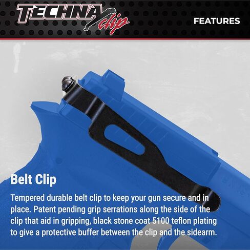 نظام إخفاء مشبك Techna لمسدسات Diamondback DB380/DB9 .380 و9 مم - مشبك مسدس فولاذي زنبركي عالي الكربون متين مع طبقة تيفلون 1500 - الجانب الأيمن، مشبك حافظة مسدس سهل التركيب (أسود) in Kuwait