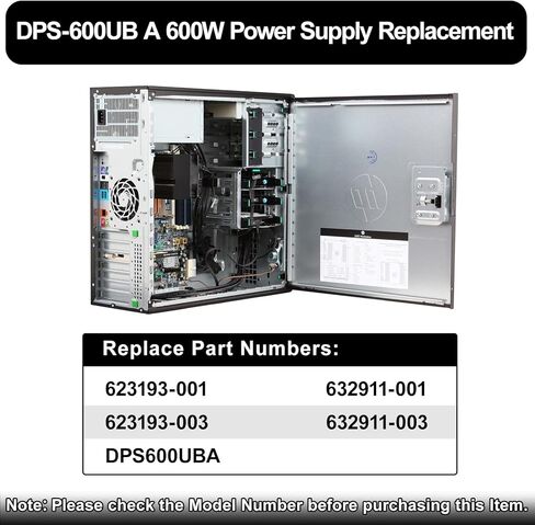 LXun ترقية DPS-600UB مصدر طاقة 600 واط متوافق مع محطة عمل HP Z420 استبدل 632911-001 623193-001 بديل لمصدر الطاقة HP 600W 623193-003 632911-003 (18Pin+8Pin+6Pin+6*SATA+IDE) in Kuwait