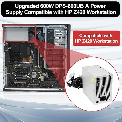 LXun ترقية DPS-600UB مصدر طاقة 600 واط متوافق مع محطة عمل HP Z420 استبدل 632911-001 623193-001 بديل لمصدر الطاقة HP 600W 623193-003 632911-003 (18Pin+8Pin+6Pin+6*SATA+IDE) in Kuwait