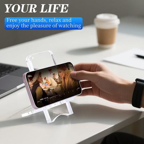 Acrylic Phone Holder,Clear Desk Phone Stand, Compatible with 4-8 inch Screens, Switch, Android Smartphone,Support Charging (White) in Saudi Arabia