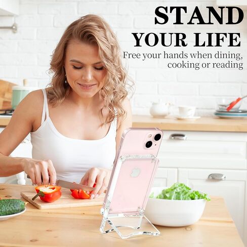 Acrylic Phone Holder,Clear Desk Phone Stand, Compatible with 4-8 inch Screens, Switch, Android Smartphone,Support Charging (White) in Saudi Arabia