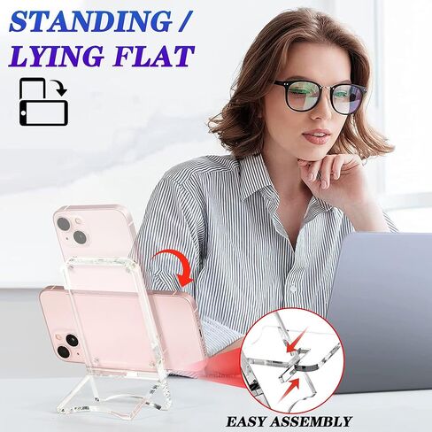 Acrylic Phone Holder,Clear Desk Phone Stand, Compatible with 4-8 inch Screens, Switch, Android Smartphone,Support Charging (White) in Saudi Arabia