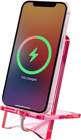 Acrylic Phone Holder,Clear Desk Phone Stand, Compatible with 4-8 inch Screens, Switch, Android Smartphone,Support Charging (White) in Saudi Arabia