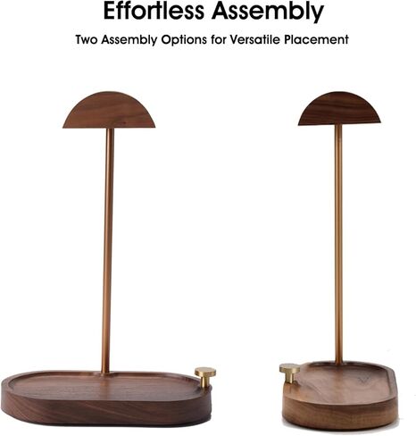 Headphone Stand Wood, Wooden Headphone Stand for Desk, Solid Walnut Headset Holder with Storage Base Compatible with Airpods Max, Bose, Razer, Sennheiser, Shure, Jabra, JBL, AKG, Brass in Saudi Arabia