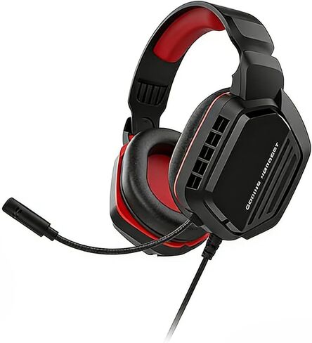 Gaming Headset for PS5/PS4, Xbox Series X|S/Xbox One, Switch, Lightweight, Clear Unidirectional Mic, Soft Memory Earmuffs, 3.5mm Jack for Gaming & Work,Red in Saudi Arabia