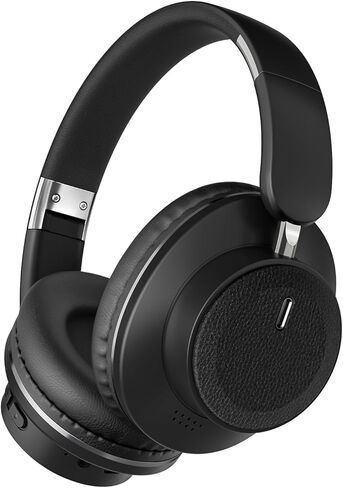 سماعات رأس لاسلكية H9 فوق الأذن مع صوت محيطي HiFi وكابل USB-C، عمر بطارية طويل 24 ساعة، ميكروفون مدمج، للنساء والرجال، السفر، المنزل، المكتب (أبيض فاتح) in Kuwait