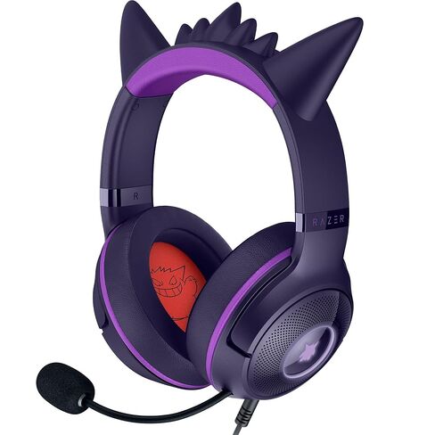 سماعة الرأس السلكية Razer Kraken Kitty V2 USB: Gengar Spikes - تيار الإضاءة التفاعلية - ميكروفون قلبي فائق الوضوح - برامج تشغيل 40 مم - صوت محيطي 7.1 - وسائد أذن مريحة - إصدار Pokemon Gengar in Kuwait