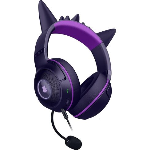 سماعة الرأس السلكية Razer Kraken Kitty V2 USB: Gengar Spikes - تيار الإضاءة التفاعلية - ميكروفون قلبي فائق الوضوح - برامج تشغيل 40 مم - صوت محيطي 7.1 - وسائد أذن مريحة - إصدار Pokemon Gengar in Kuwait