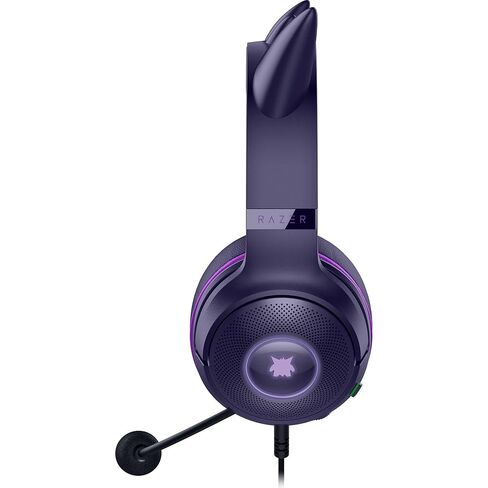 سماعة الرأس السلكية Razer Kraken Kitty V2 USB: Gengar Spikes - تيار الإضاءة التفاعلية - ميكروفون قلبي فائق الوضوح - برامج تشغيل 40 مم - صوت محيطي 7.1 - وسائد أذن مريحة - إصدار Pokemon Gengar in Kuwait