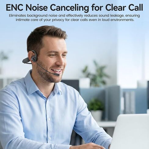 Open Ear Headphones with Mic,20H Bluetooth Headset with Microphone,5.4 Bluetooth Headphones with Noise Cancelling Mic,IPX5 Wireless Headset with Mic for Work,Zoom,Workout, Driving, Call in Saudi Arabia