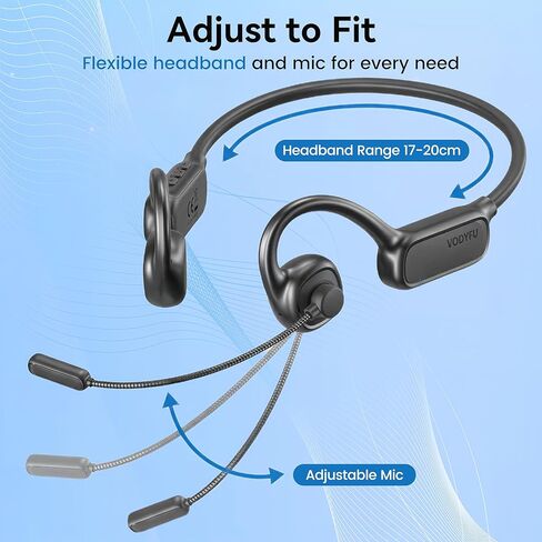 Open Ear Headphones with Mic,20H Bluetooth Headset with Microphone,5.4 Bluetooth Headphones with Noise Cancelling Mic,IPX5 Wireless Headset with Mic for Work,Zoom,Workout, Driving, Call in Saudi Arabia