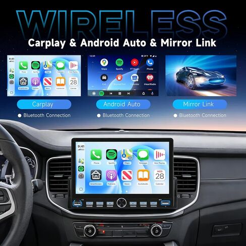 Single Din Touch Screen Car Radio with Wireless Carplay and Android Auto, 7 Inch Single Din Car Stereo with Bluetooth, FM Radio, EQ, Online Video, Mirror Link, USB/Type-C, SWC+ Camera in Saudi Arabia