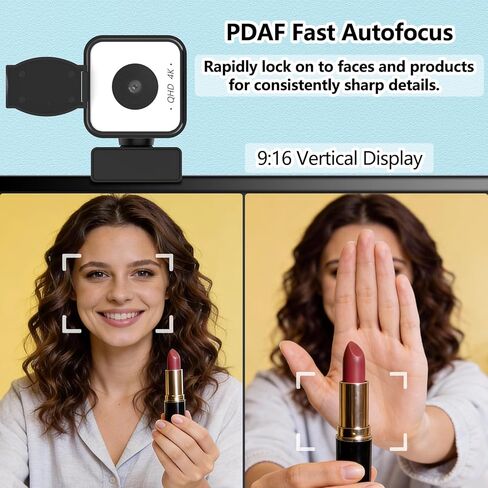 4K USB Webcam with Dual Microphones, 9X Hybrid Zoom, Auto Light Correction, 86° Wide Angle for Video Conferencing, Live Streaming, Remote Work, Compatible with PC Desktop Laptop in Saudi Arabia