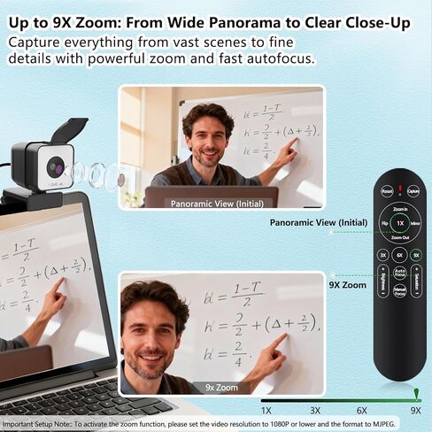 4K USB Webcam with Dual Microphones, 9X Hybrid Zoom, Auto Light Correction, 86° Wide Angle for Video Conferencing, Live Streaming, Remote Work, Compatible with PC Desktop Laptop in Saudi Arabia