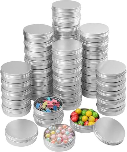 80 Pieces 1 oz Tin Cans with Clear Window, Round Metal Tins Screw Top,1 oz Metal Round Cans with Clear Lid for Kitchen Office Candles Candies and Gifts Holding in Saudi Arabia