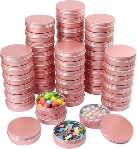 80 Pieces 1 oz Tin Cans with Clear Window, Round Metal Tins Screw Top,1 oz Metal Round Cans with Clear Lid for Kitchen Office Candles Candies and Gifts Holding in Saudi Arabia