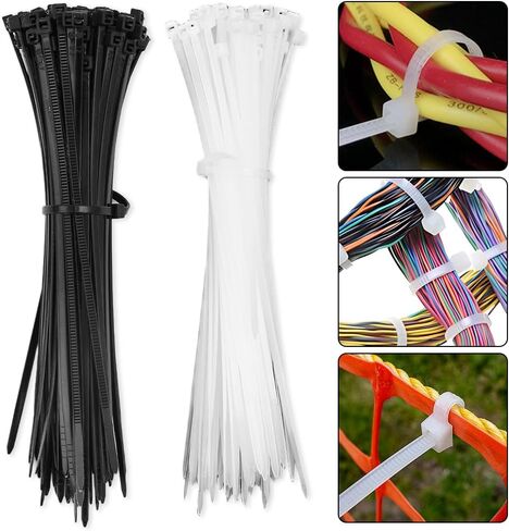 100pcs Plastic Nylon Cable Ties Self-locking Cord Tie Straps Detachable Cables Fastening Loop for Home Office Wire Zip Ties (Black,3x100mm) in Saudi Arabia