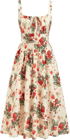 CIDER Strawberry Print Midi Dress Women's Sleeveless Summer Dress in Saudi Arabia
