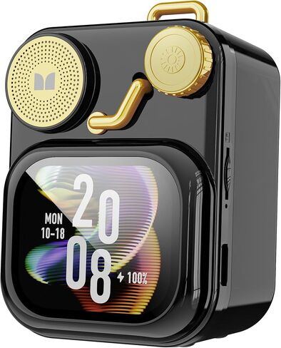 Monster S350 Bluetooth Speakers, Portable Wireless Speaker with Touch Screen, Bluetooth 6.0, Retro Gift Speaker with Message and Alarm Push, Support TF Card, for Friends, Black in Kuwait
