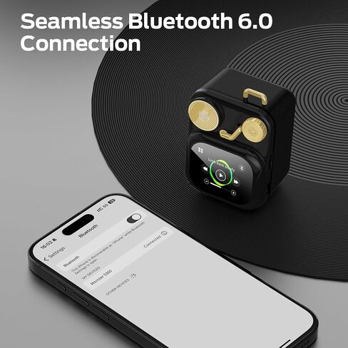 Monster S350 Bluetooth Speakers, Portable Wireless Speaker with Touch Screen, Bluetooth 6.0, Retro Gift Speaker with Message and Alarm Push, Support TF Card, for Friends, Black in Kuwait